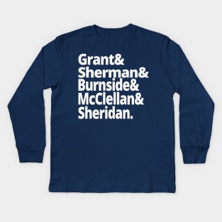US Civil War History - Union Army Generals - Grant, Sherman, Burnside, McClellan, Sheridan - US Civil War History American History Kids Long Sleeve T-Shirt